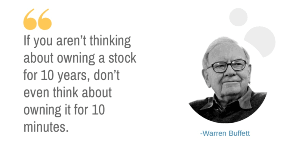 "If you aren't thinking about owning a stock for 20 years, don't even think about owning it for 10 minutes" Warren Buffett's quote