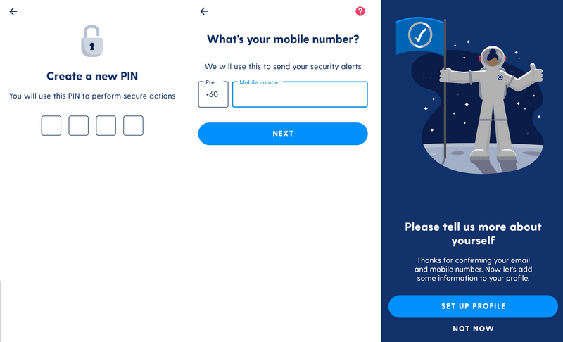 After confirmed, create your 4-PIN for Luno, key in your Malaysian phone number, and verify it with OTP from SMS. After that, you are required to fill in details such as full name, IC, residential address, and answering some questions.