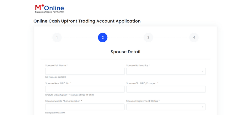 Step 2 of MPlus Online Brokerage Account Malaysia application